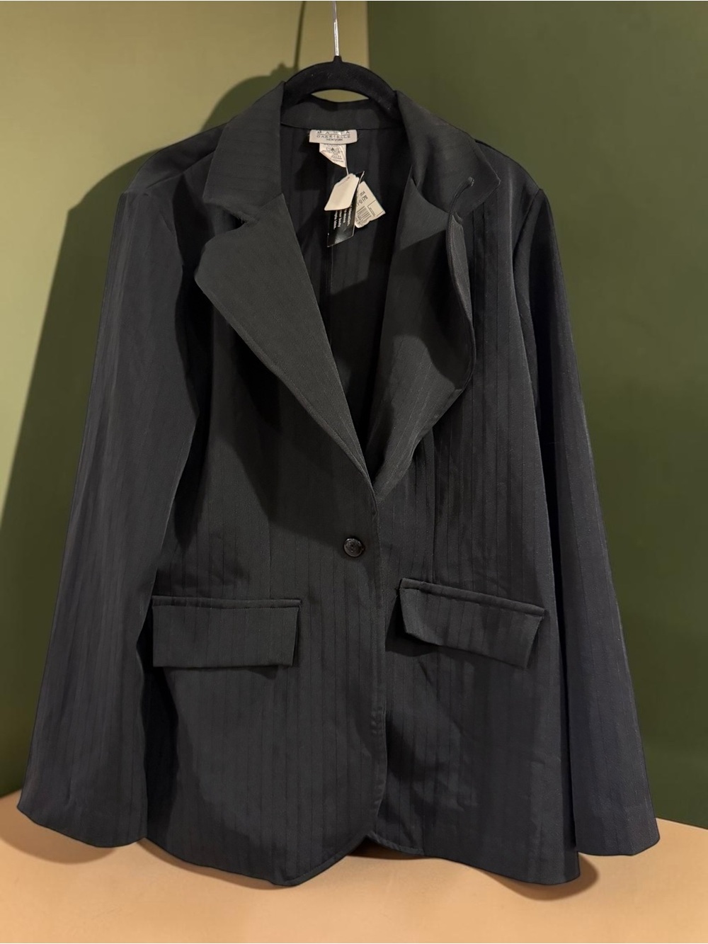 NWT Maria Gabrielle Blazer Sz 12 Black Tonal Stripe New With Tags